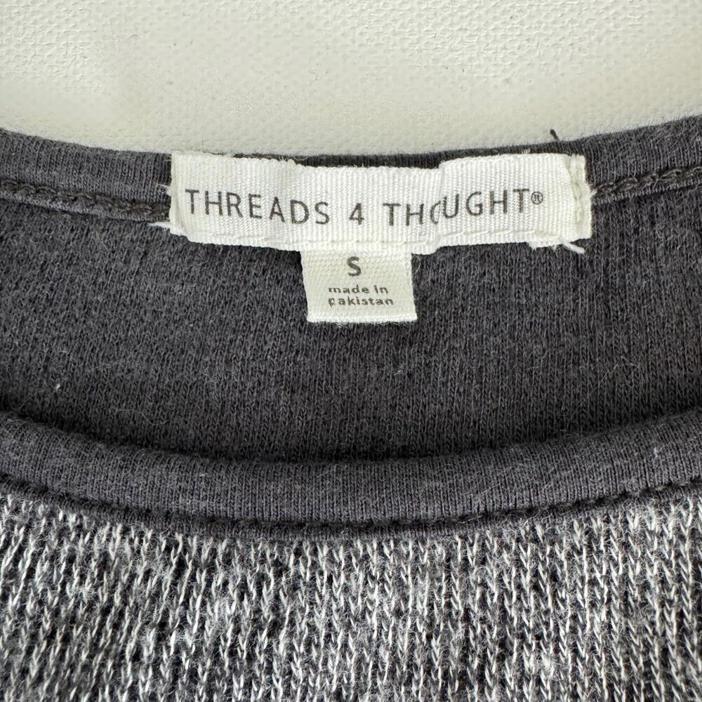 Threads 4 Thought Elissa Ribbed Knit Top Snap Shoulder Gray Long Sleeve S - Picture 9 of 11